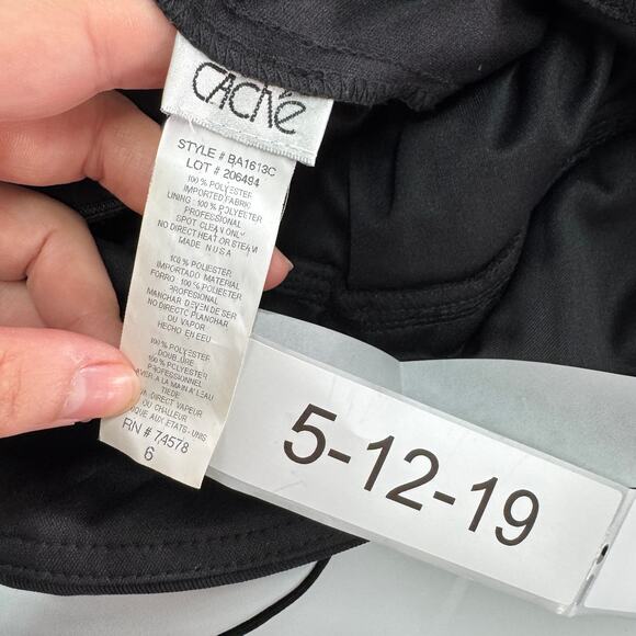 Cache Dress Womens 6 Black Sequins V Neck‎ Mini Ruched Vintage Y2K - Picture 3 of 6